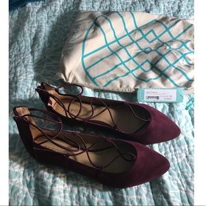 Burgundy lace up flats. New!